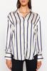 Women's Fashion New Shirt Ecru Striped Satin Woven Shirt