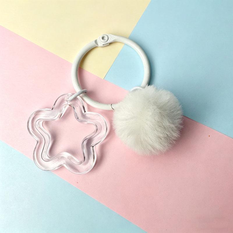 Transparent Acrylic Pentagram Bell Keychain Pendant - Stylish Women's Bag Ornament & DIY Accessory