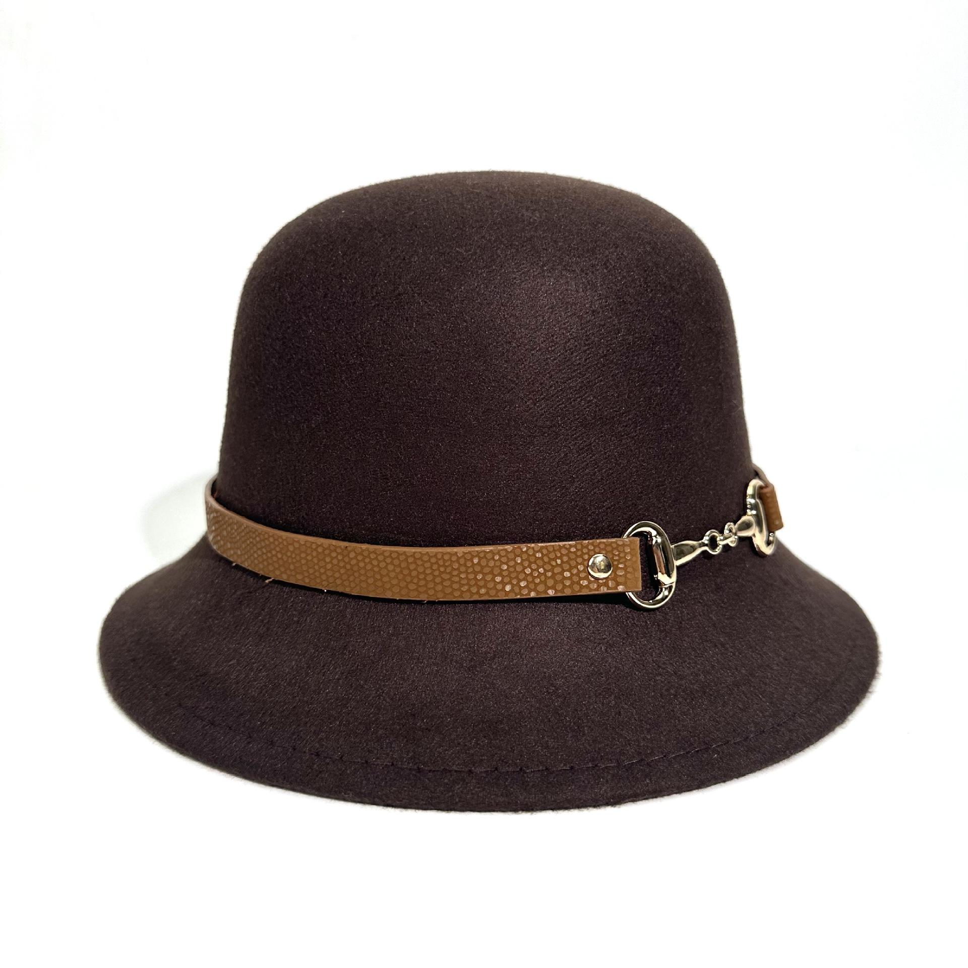 Шляпа Универсальная Лицо Маленькое Солнцезащитная Шляпа-Ведро Женская Ретро Британская Маленькая Ароматная Ветрозащитная Шляпа-Ведро M（56-58cm） темно-коричневого