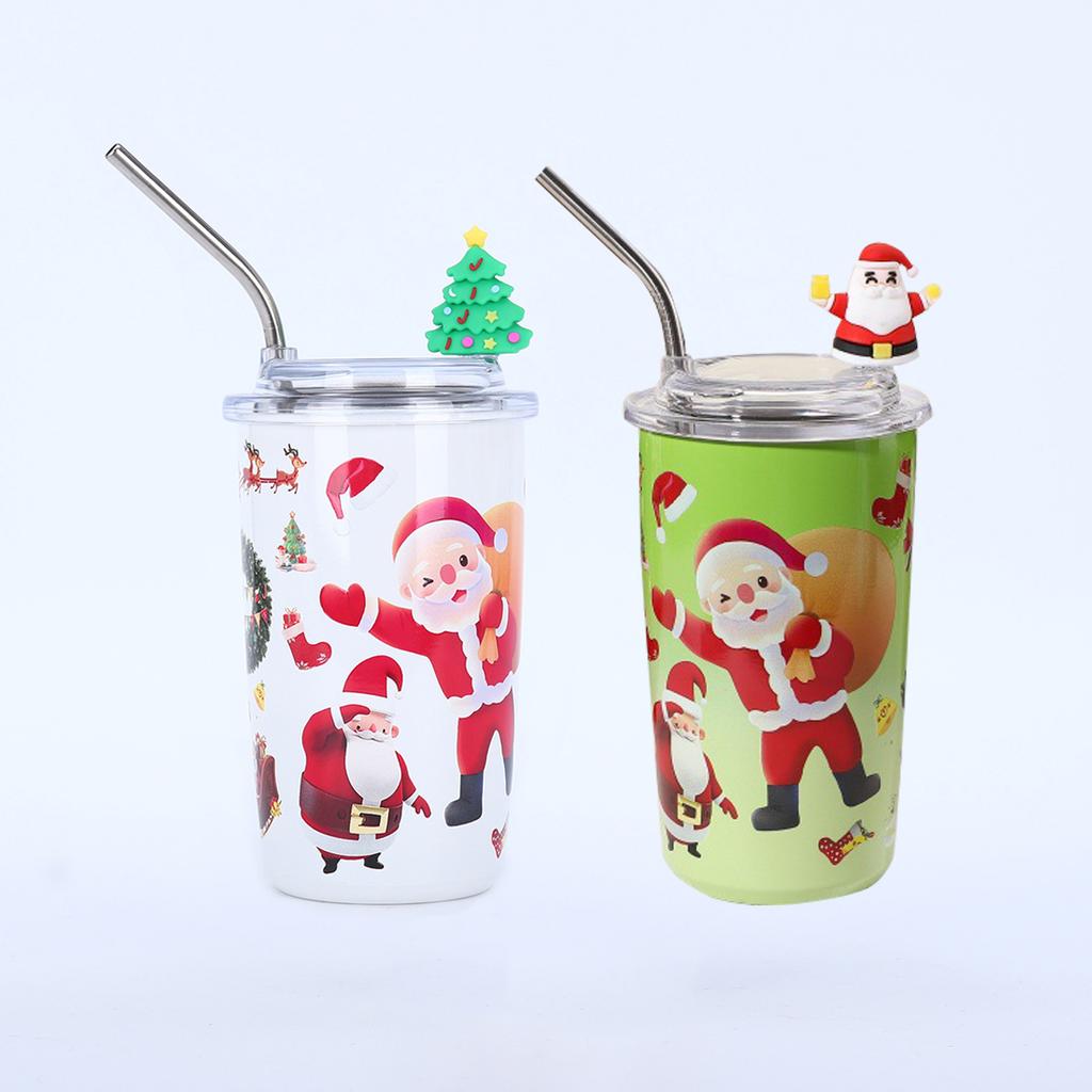16Oz Christmas Theme Cup Set Break-Resistant Metal Travel Cups with Straws Perfect Gifts for Halloween Valentine's Day Christmas