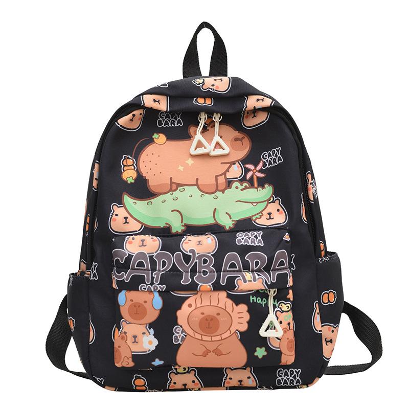 

School bag cute printed children s school bag large capacity lightweight spine protection school bag female middle school student high value tide bag чорний