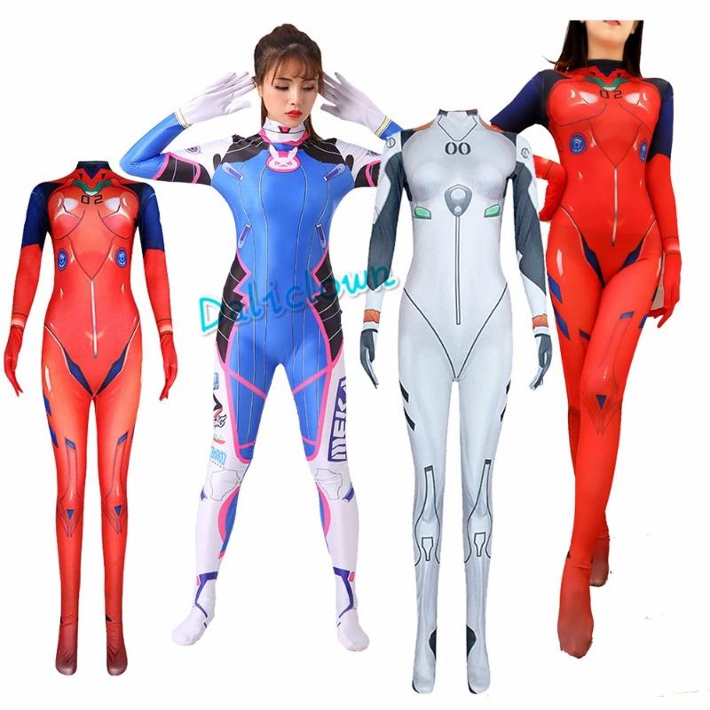 Asuka Langley Soryu Ayanami Rei Zero Two Dva Cosplay Kostümü Asuka Test Tulum Zentai Takım Anime Cadılar Bayramı Bodysuit Kadınlar