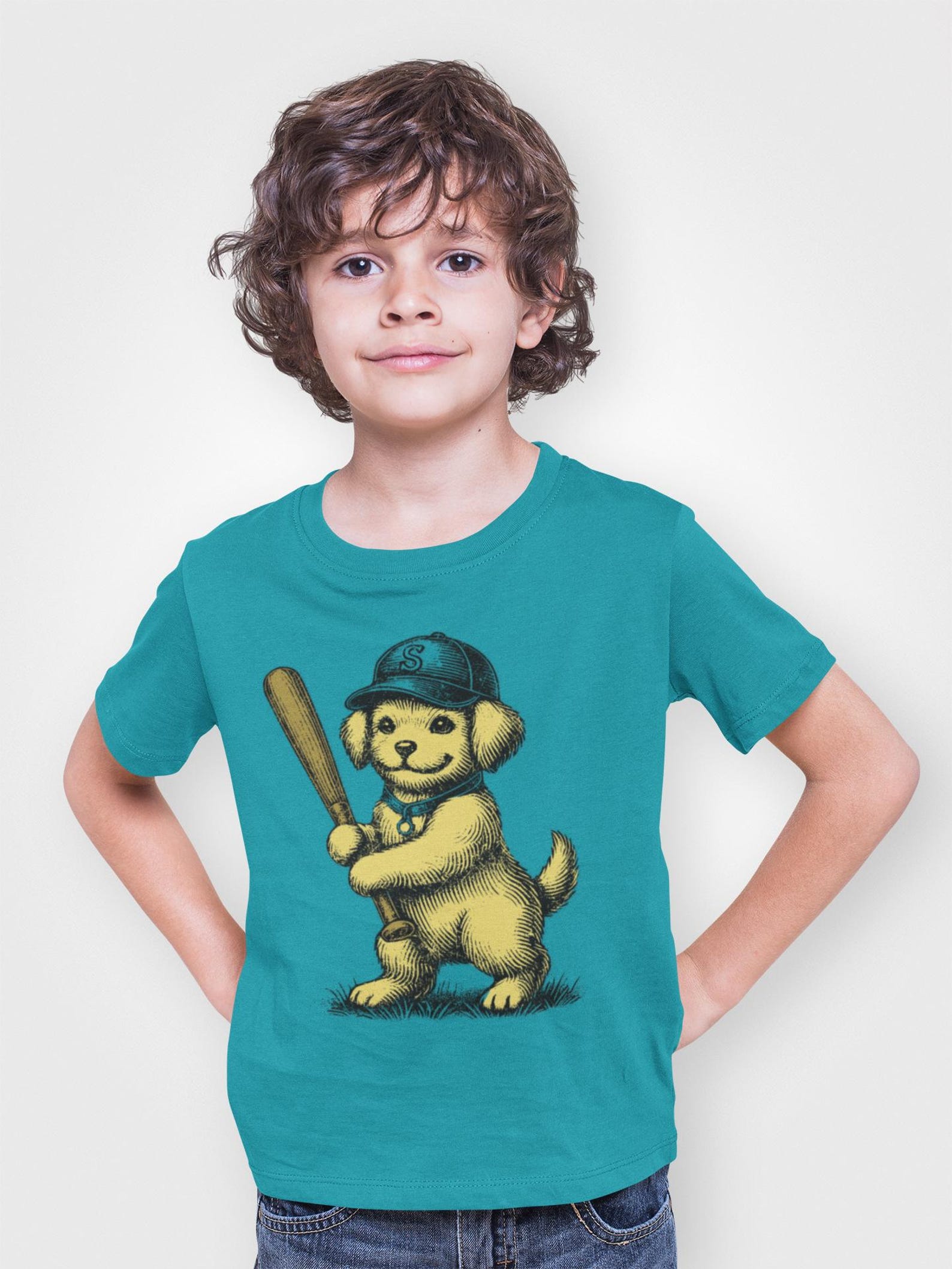 Playful Pup Baseball Kids Tee M