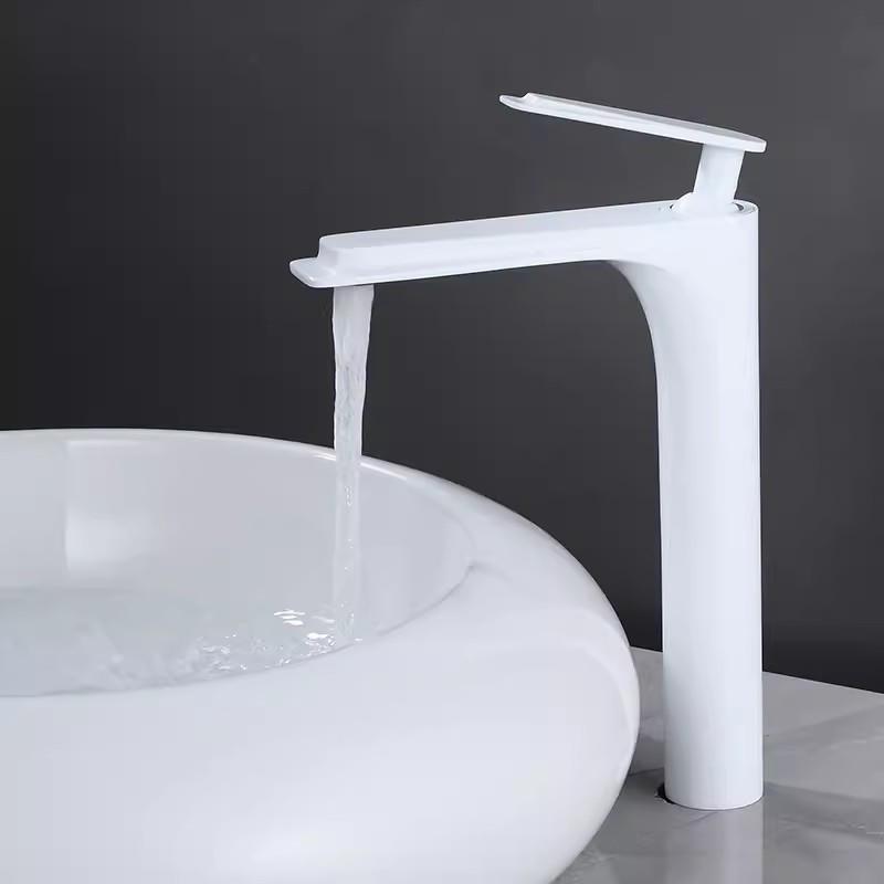 Tuqiu Gold Bathroom Faucet Black Basin Faucets White Gold Sink Mixer Tap Hot & Cold Deck Mounted Grey Lavatory Crane Water Tap