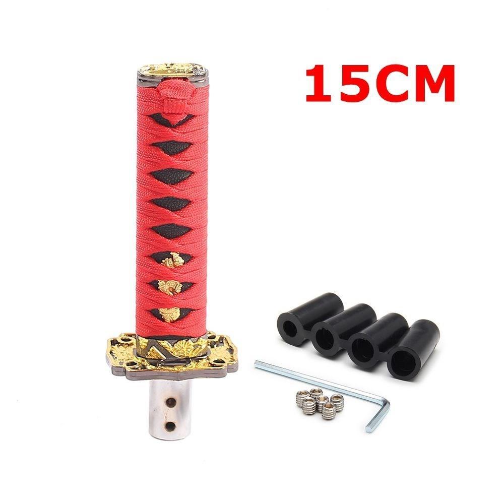 100/150/200mm JDM Katana Schaltknauf Samurai Schwert Schalthebelknauf mit 4 Adaptern Universell passend für die meisten manuellen und automatischen Autos