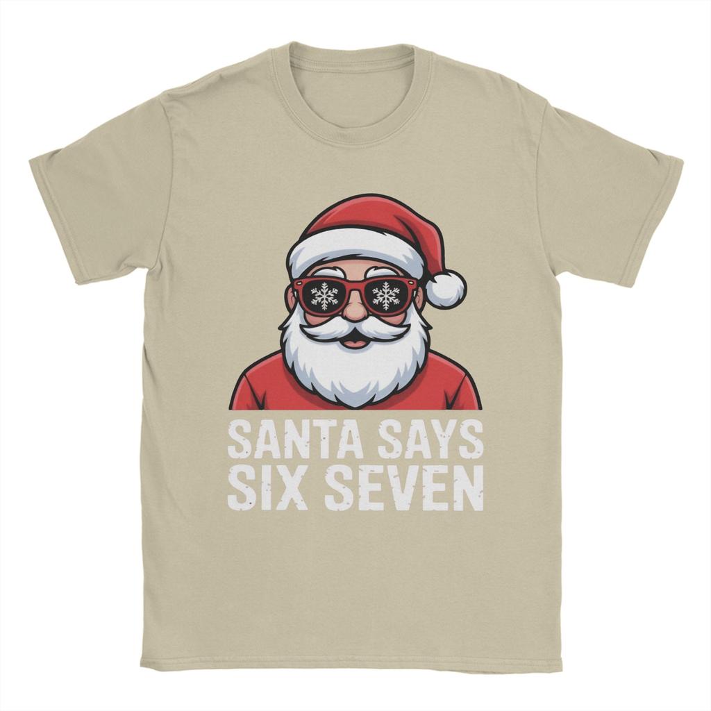 Meme Funny Six Seven Christmas Meme Santa TShirt for Unisex Novelty Cotton Tees Short Sleeve T Shirts Plus Size Tops