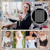 BENECREAT 10pcs White Metal Boning, 9.84 X 0.24 Inch Corset Strips White Webbing Boning for Bridal Dress Bustle Handmade Craft Wedding Dresses DIY