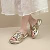 Soft Sole Boost Platform Slippers Summer Fashion Outer Wear Round Toe Open Toe Sequin Platform Slip Sandals