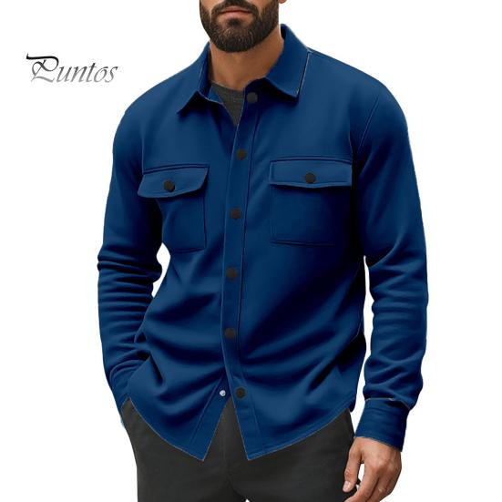 Autumn Coat Men Jacket Lapel Long Sleeve Single Breasted Casual Comfortable with Flap Pockets Solid Color Spring Versatile Outerwear