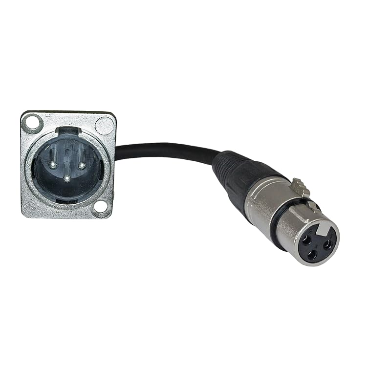2ft Pigtail: XLR Male Panel Mount to XLR Female Plug (Blue)