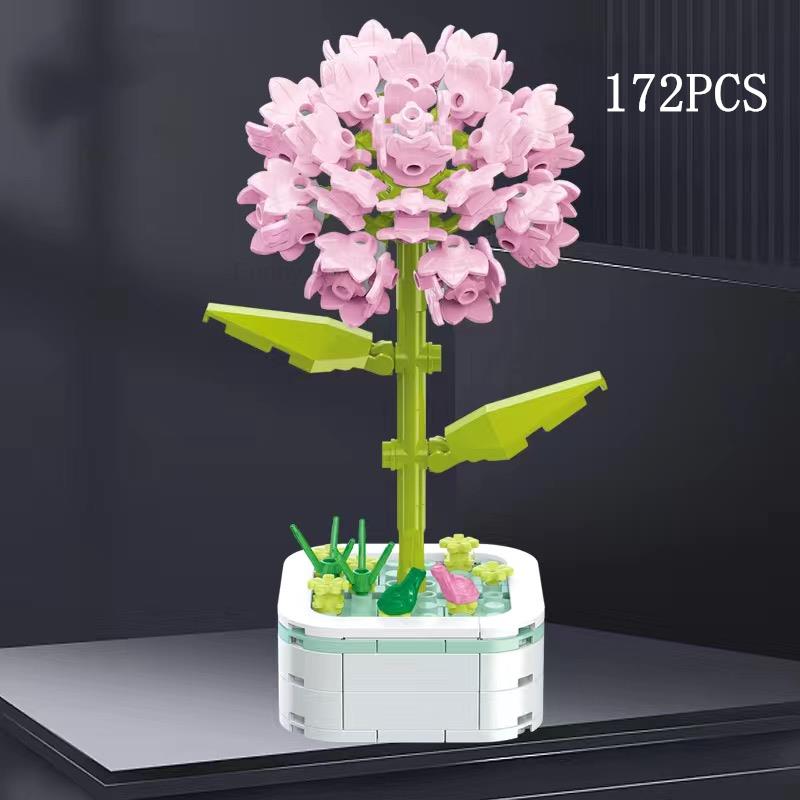 Kalıcı Buket Lale Çiçeği Yapı Taşı 3D Model Ev Dekorasyonu Bitki Saksıda Montaj Tuğlaları Sevgililer Günü Çocuk Hediyeleri