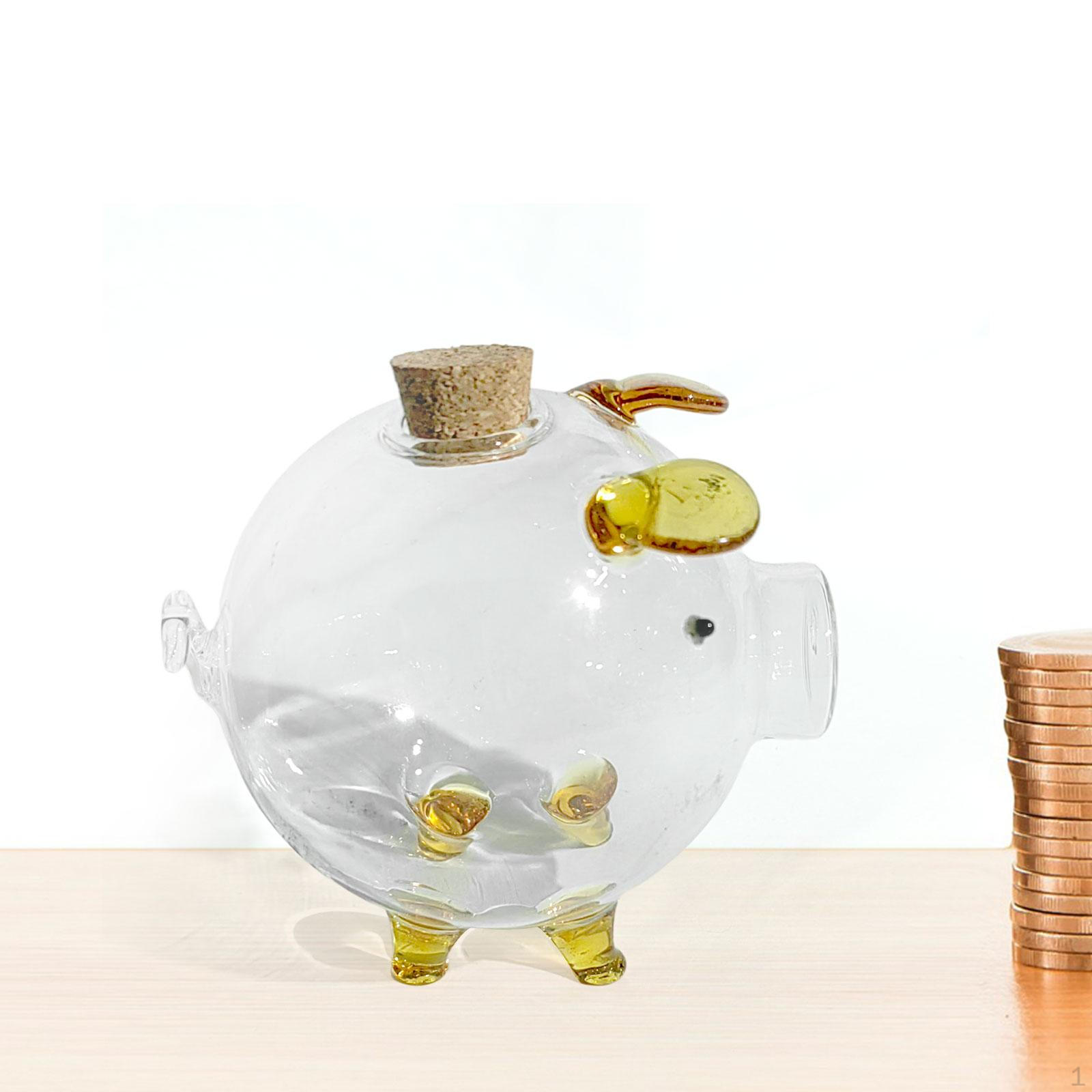 

Стеклянная свинья-копилка, копилка, милая банка для входа в кафе Golden round mouth