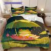 Frog Pattern Bedding Quilt Set Quilt Cover Pillowcase Home Decoration Birthday Gift (1 * Duvet Cover + 2 * Pillowcase, Without Core)