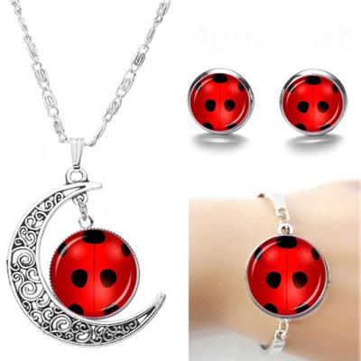 4 pezzi/set insetto mezzaluna pendente orecchio orecchini braccialetto collana gioielli