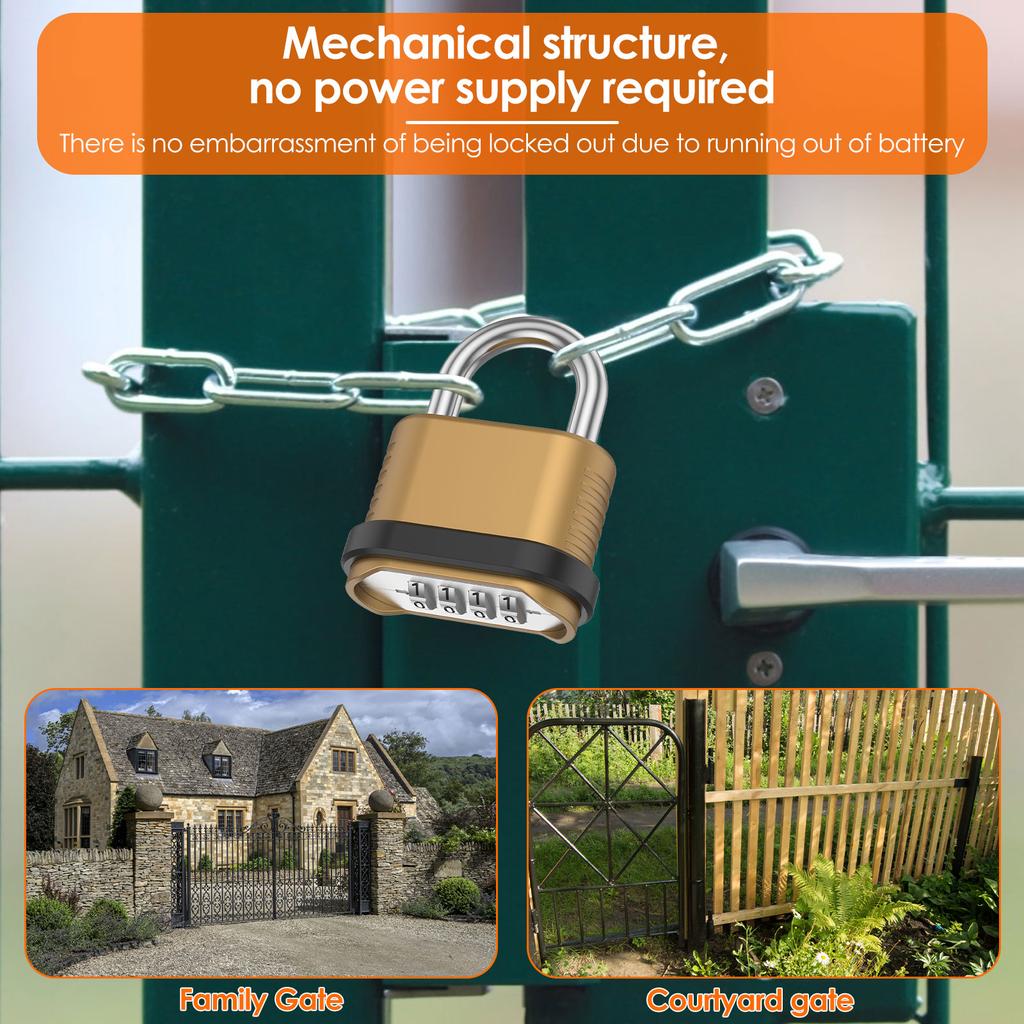 2/4Pcs 4 Digitals Code Password Combination Padlock Zinc Alloy Waterproof Smart Padlock for School Gym Locker Shed Fence Cabinet