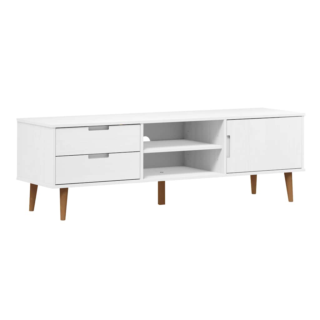 Vidaxl Szafka Tv Molde, Biała, 158X40X49 Cm, Lite Drewno Sosnowe