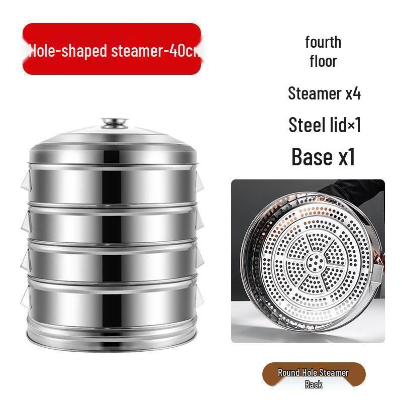 Large-Capacity Stainless Steel Steamer Basket for Fish and Buns