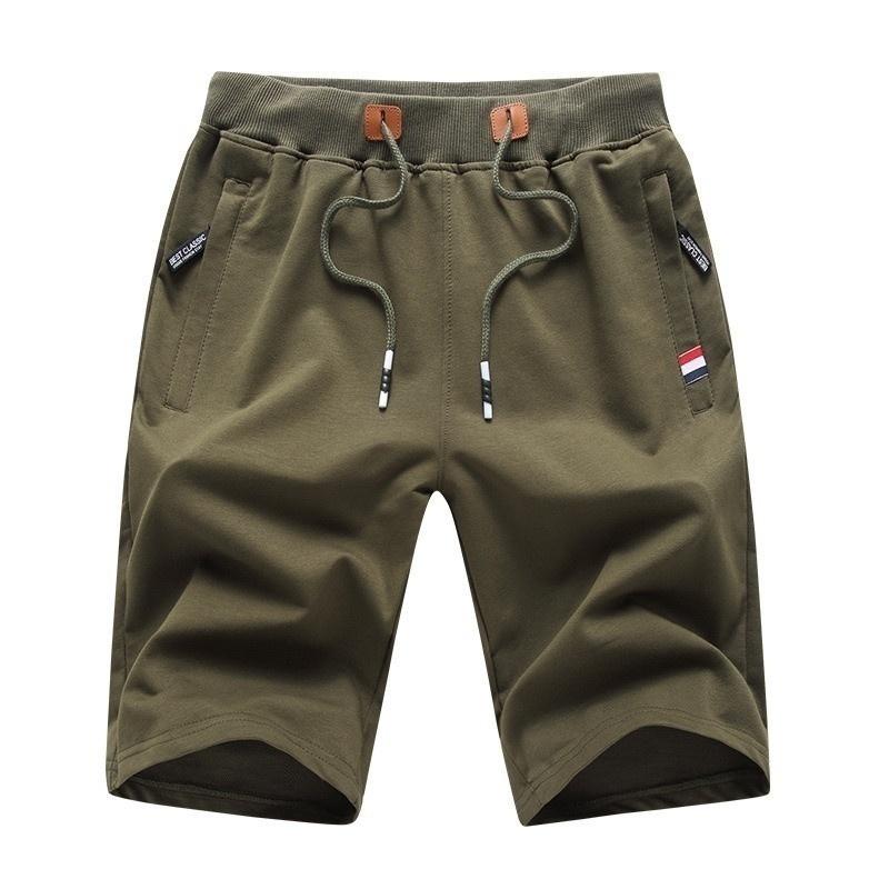 Mens Casual Summer Sports Jogger Drawstring Shorts Plus Size Solid Color Zipper Pocket Pants Cotton Beach Short Pants