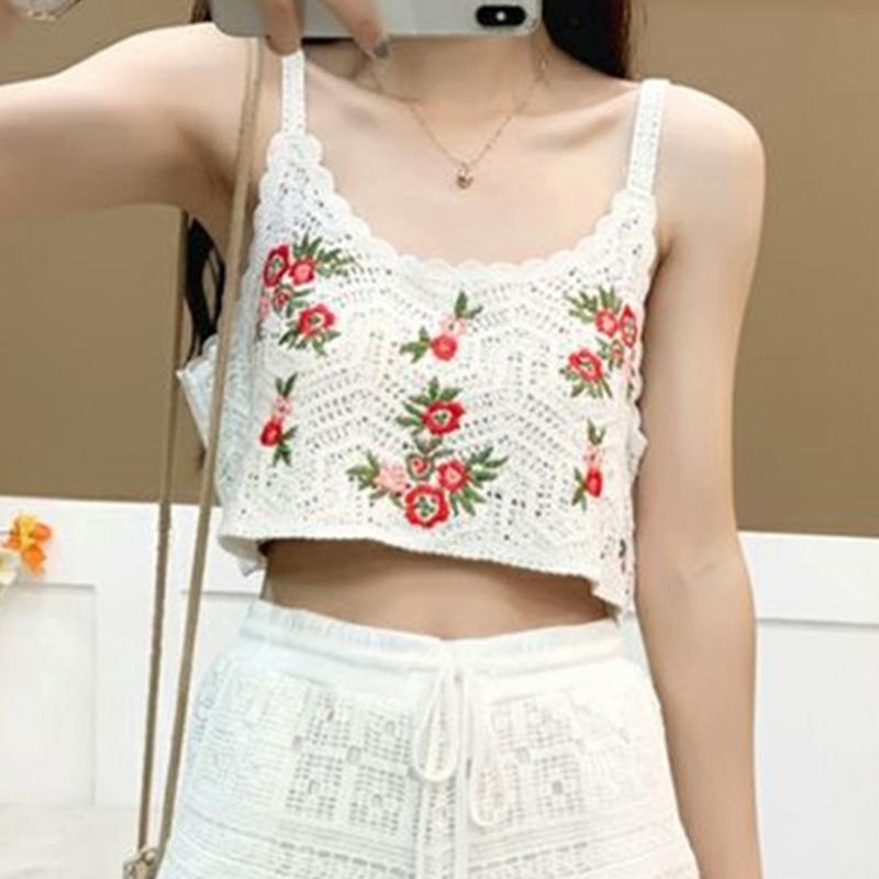 Spring And Summer New Korean Retro Crochet Embroidered Knitted Cardigan Vest