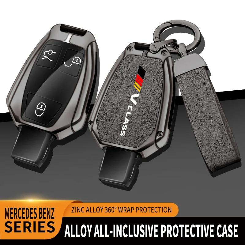 Car TPU Zinc Alloy Key Case Bag For Mercedes Benz V Class Logo Car Key Chain Car Metal Key Shell Interior Decoration Accessories