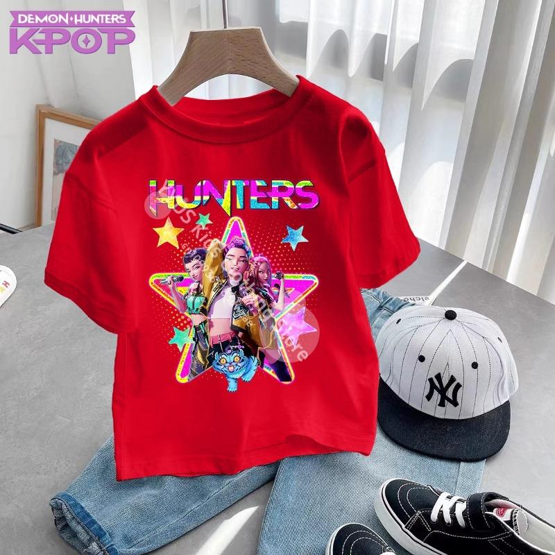 Cute Cartoon Saja Boys T-shirts Boys Girls Short Sleeve T-shirt Tops Anime Kpop Demon Hunters T Shirt Gifts Children's Clothing