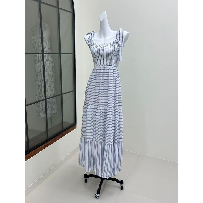Practical Casual Wear Ins Blogger Long-Term Wardrobe Classic Stripe Tall Dress Long Dress