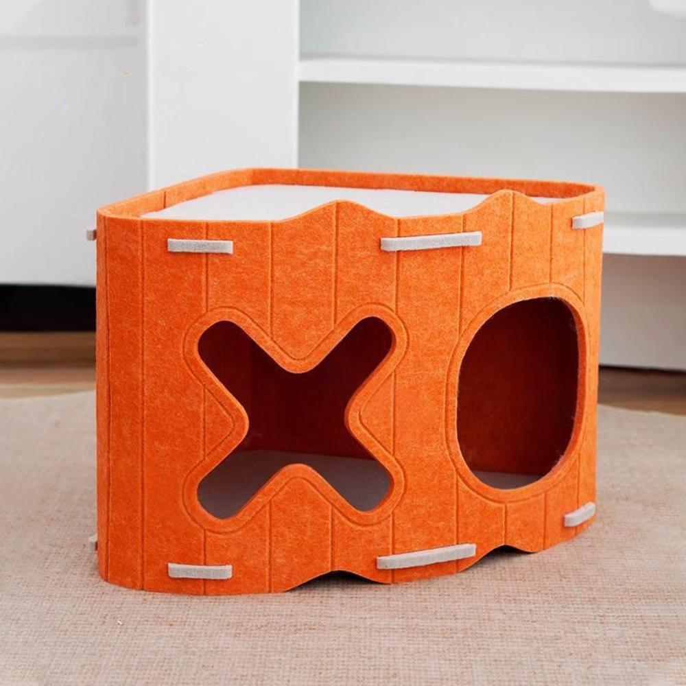 Space-Saving Felt Cat Bed Wear Resistant Semi-Enclosed Cat Bed Cat Hiding House  Indoor Cats