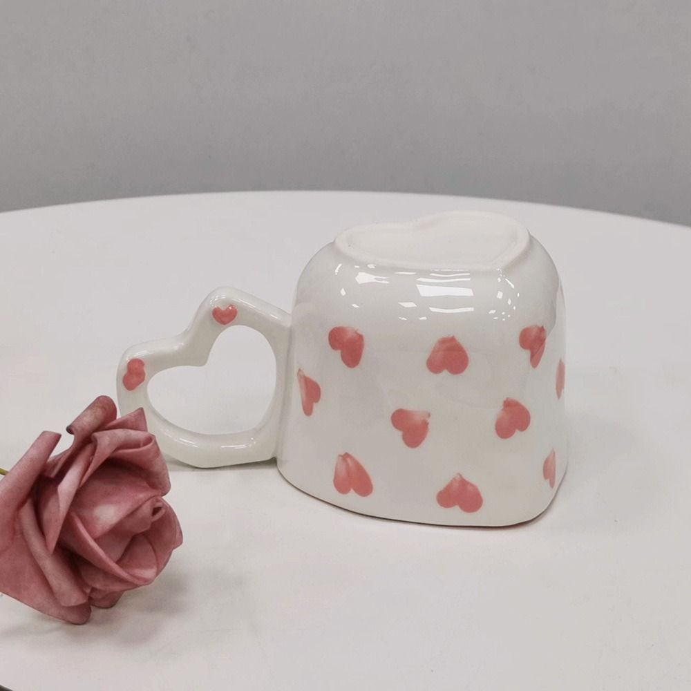 Sweet Ceramic Mugs 250ml Tea Milk Cups Hand Drawn Love Heart Cup  Kitchen