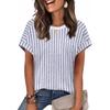 Casual Striped T Shirt For Women With Polyester Fabric Summer Comfort For Daily Wear