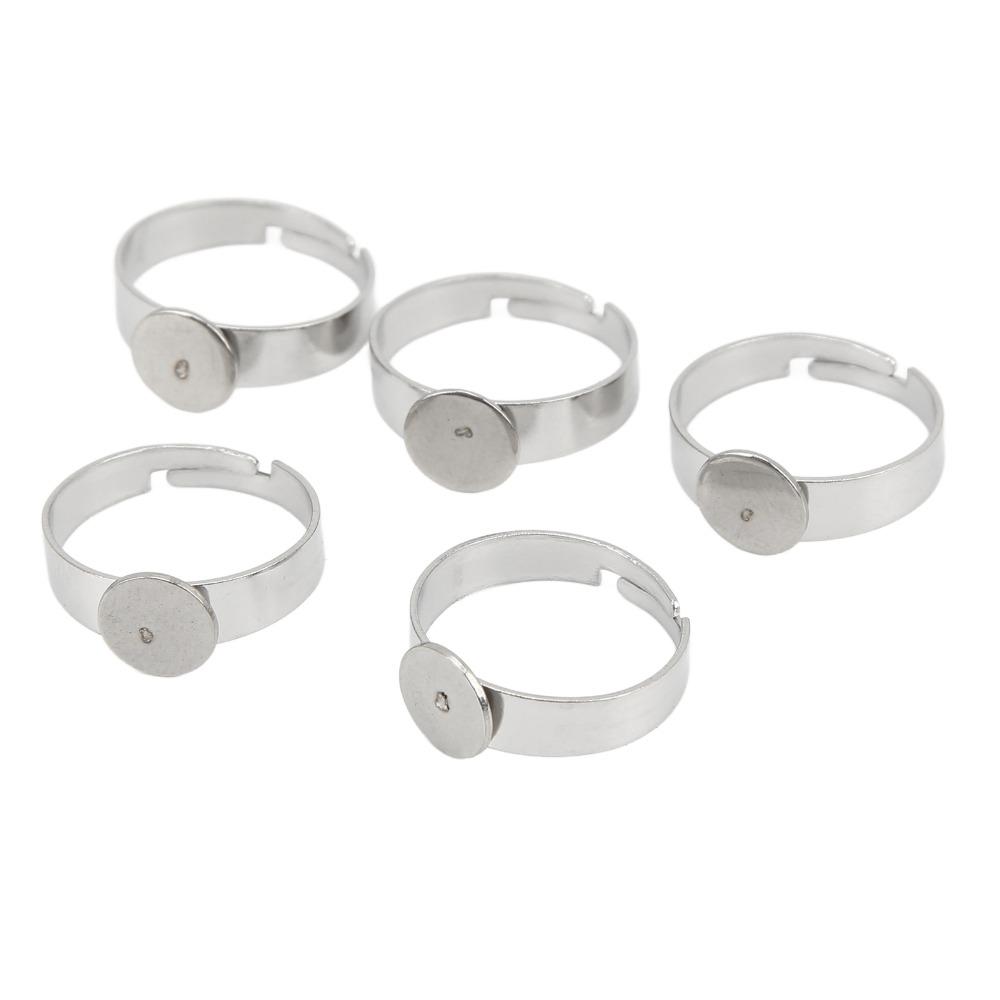 20pcs Adjustable Design Blank Ring Flat Base Stainless Steel Ring Flat Ring Base Creative Projects
