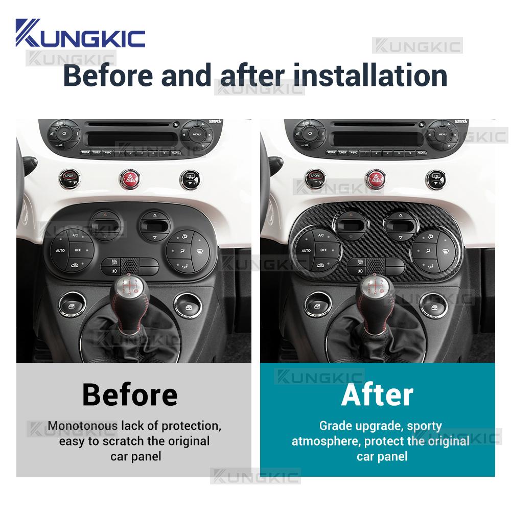 Real Hard Dry Carbon Fiber For Abarth 595 695 595C 695C 2012-2022 2023 2024 Fiat 500 500C 2008-2024 AC Digital/Manual Climate