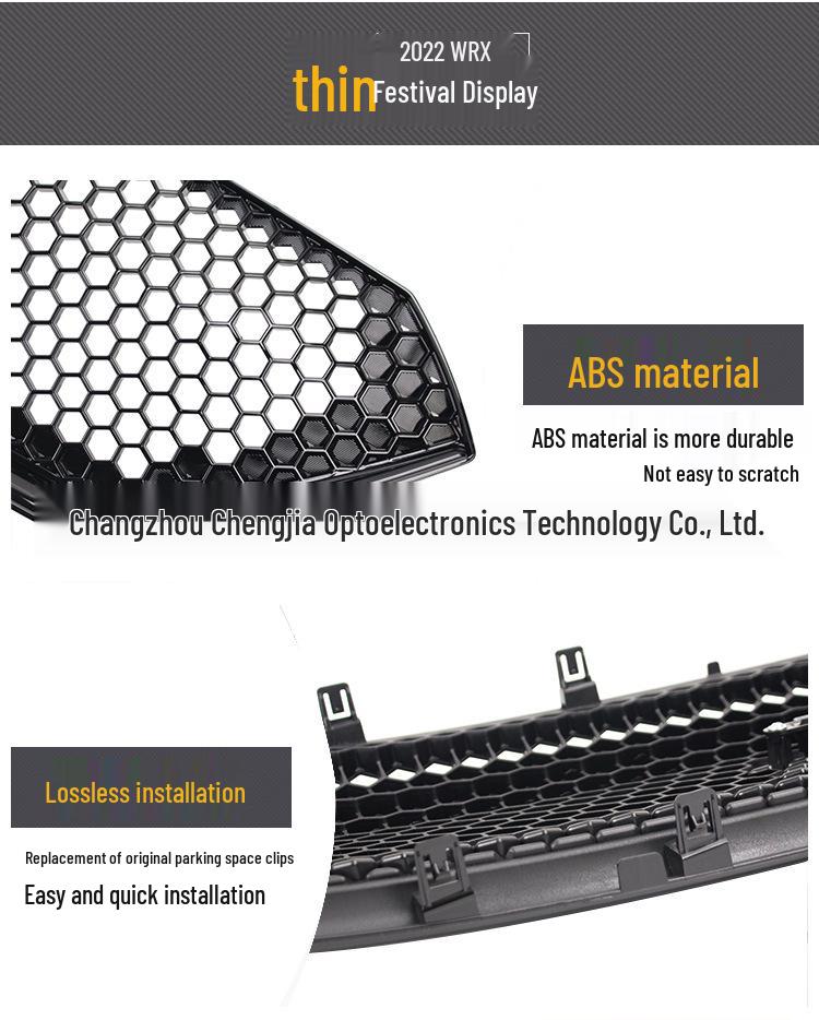 2022 Subaru WRX Front Grille, Sport Model, Logo-Free, Pearl Black