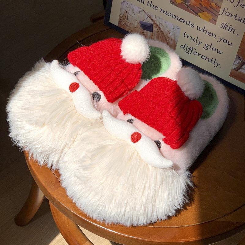 Santa Claus Cotton Slippers Women's Autumn and Winter New Indoor Home Cute Warm Clown Velvet Slippers