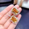 Light Luxury Imitation Natural Citrine Set Ring Pendant 10X12 Large Ring Face Lucky Yellow Diamond Necklace