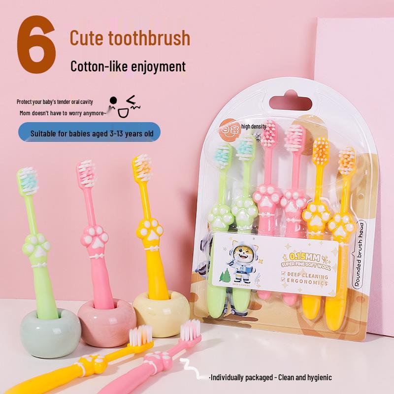 Cat Paw Soft Bristle Toothbrush for Kids Aged 3-9+ - Gentle Dental Care for Boys and Girls