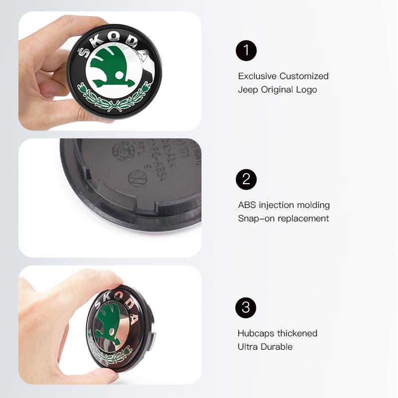 AAAAP1 4 Stück 55/65mm Auto Radnabenkappen Emblem Abdeckungen Für Skoda Octavia Superb Rapid Kodiaq Karoq Fabia Kamiq Enyaq Citigo Vision