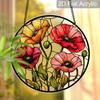 Acrylic Poppy Flower Suncatcher Stained Glass Effect Window Hanging Ornament Floral Themed Gift for Home