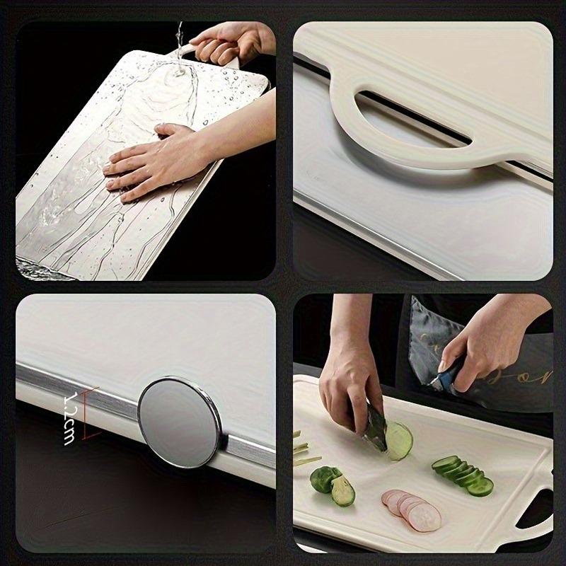 Stainless Steel Dual-Sided Cutting Board Chopping Board Kitchen Easy to Clean Food Grade Hanging Holes Kitchen Cutting Board