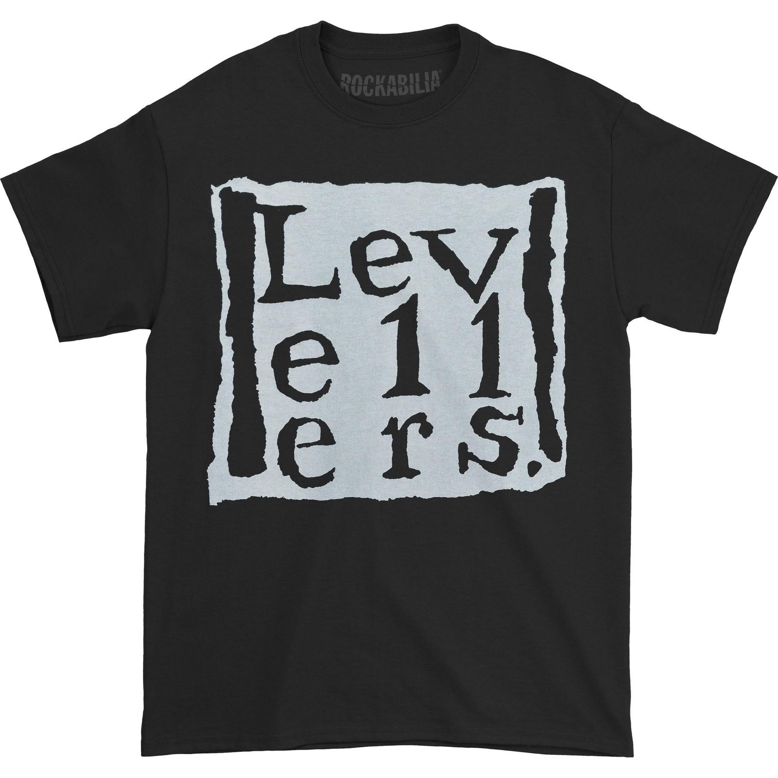 Men s Levellers Solid Square Black T-shirt Small Black XXXXL