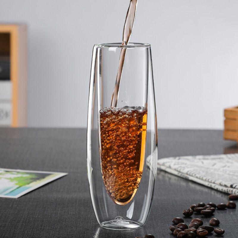 Heat-Resistant Double-Layer Glass Cup for Wine, Coffee, Whiskey, Cocktails – Transparent Drinkware