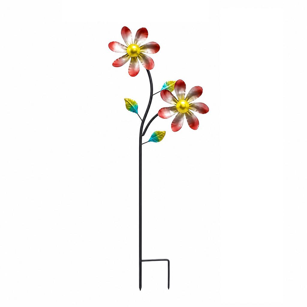 Metal Garden Spinner Outdoor Decorative Windmill Yard Stake Rotating Flower Sculpture Lawn Ornament