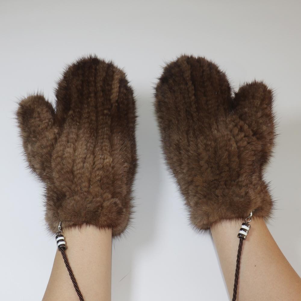 New Knitted Natural Mink Fur Gloves Women Winter Warm Good Elastic Mink Fur Mittens Russian Female Genuine Fur Glove
