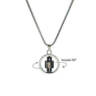 Trendy Rotatable Lucky Spin Wheel Necklace - Titanium Steel Pendant Chain for Men & Women