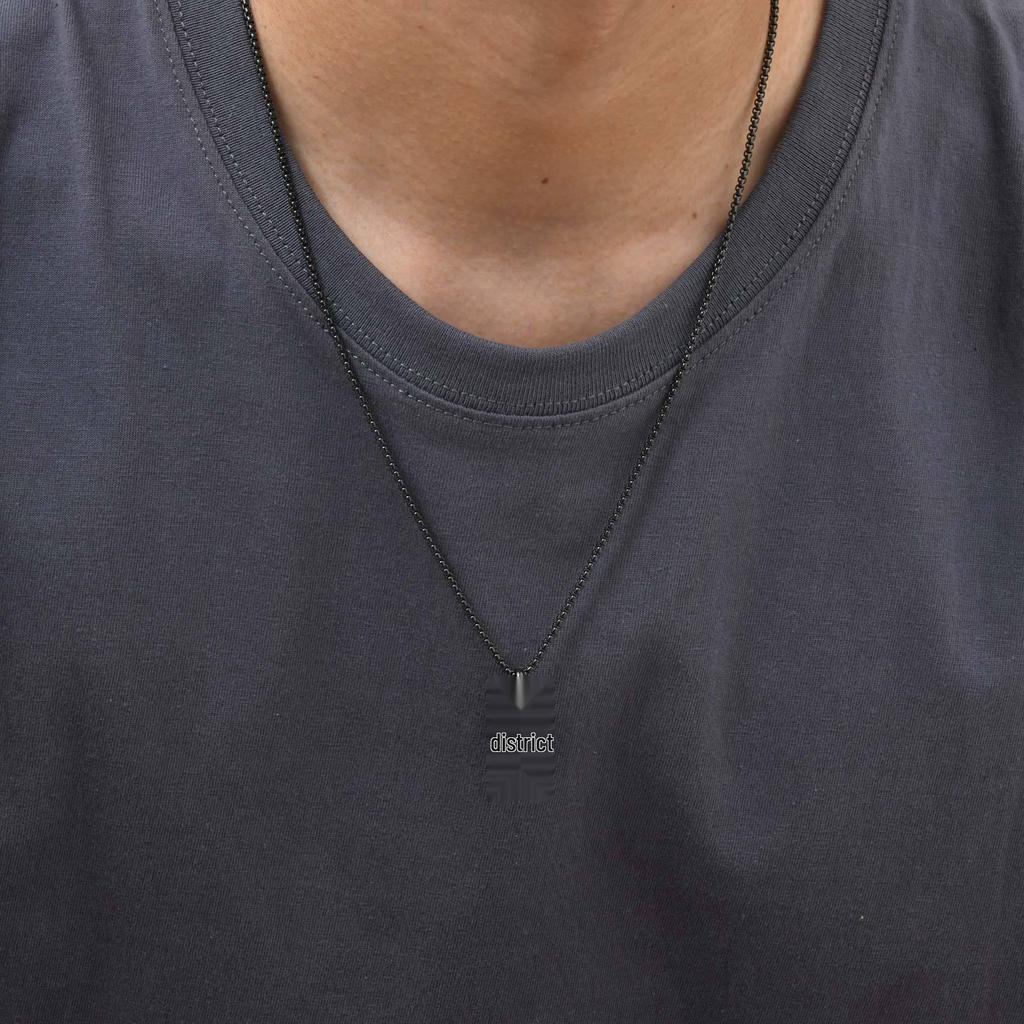 Men's Geometric Cracked Pattern Stainless Steel Pendant Necklace - NC-2319