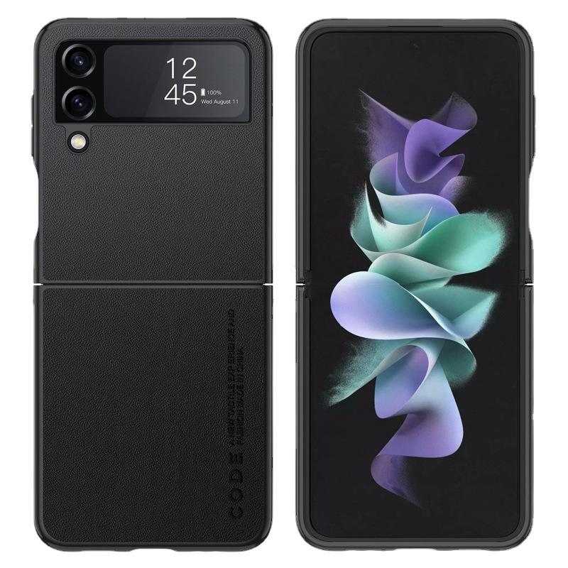 Applicable to Samsung Galaxy Zflip7 phone case, new plain leather Fold6 simple folding Zflip5 case