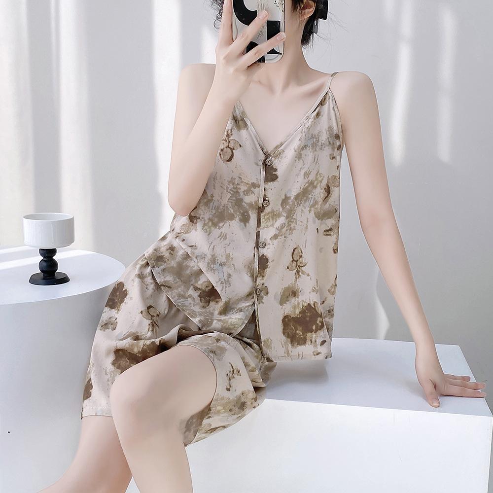New 1011 Japanese Cotton and Silk Suspender Nightdress Women's Spring Thin Pajamas Loose Long Princess Style Loungewear