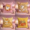 Playful Shiba Inu Cushion Cover Premium Comfort Reversible Pillow Cove Two In One Design for Any Room  Car Interior