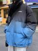 Gradient Color Thickened Cotton Jacket for Men - Autumn/Winter Trendy American Loose-Fit Coat