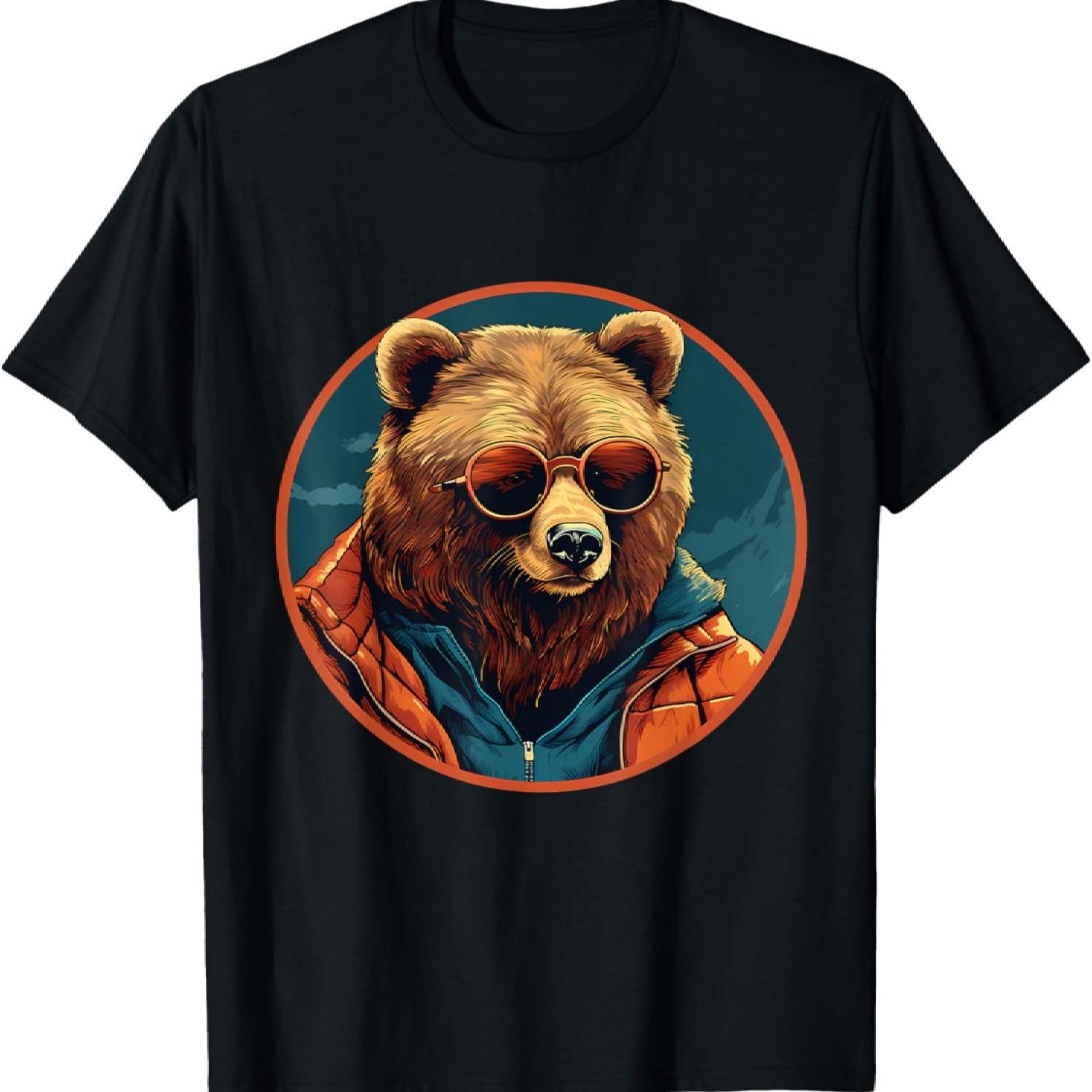 Bear Artwork Sunglasses Wildlife Forest Animal Lovers T-Shirt S