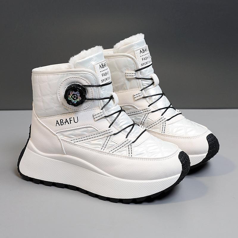 Winter Causal Snow Boots for Women Chunky Platform Sneakers Warm Outdoor Fuzzy Non-Slip Ankle Booties With Faux Fur Lined Women's Work Walking Shoes